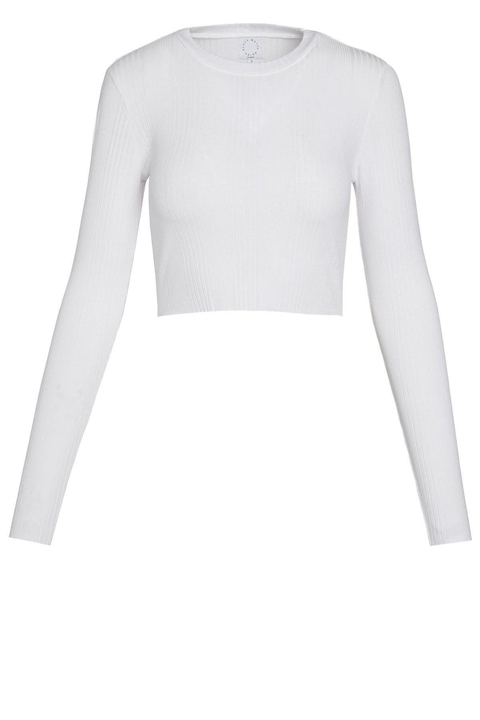 White Long Sleeve Crop Tops For Women
